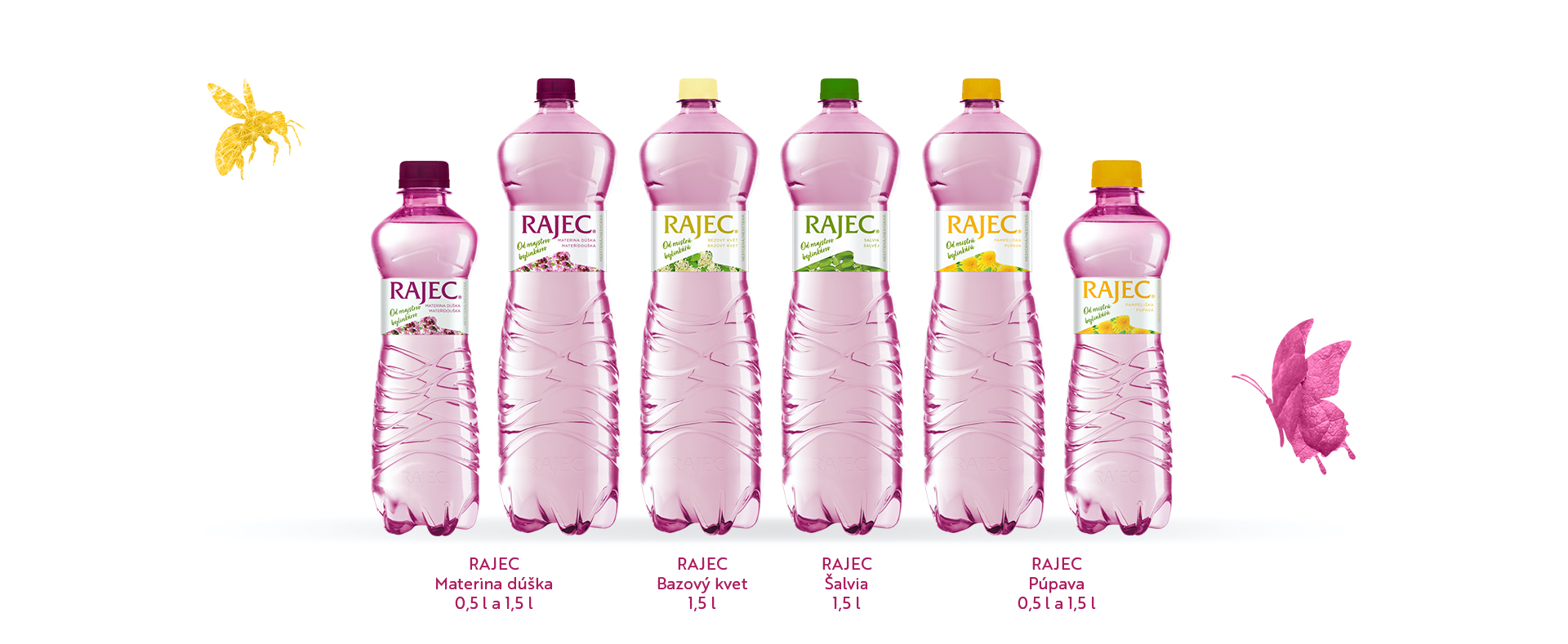 SÚŤAŽNÉ VÝROBKY. v súťaži rajec. Materina dúška 0,5 a 1,5l, Bazový kvet 1,5l, Šalvia 1,5l, Púpava 0,5 a 1,5l.